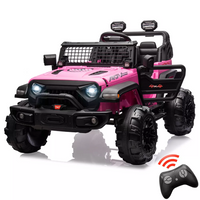 GARVEE 2 Seaters Kids Ride On Truck with Remote Control,20“ Large Seat Ride On Car for Toddlers, 24V 9AH Electric Vehicle Car with Led Light,Large Storage Space, Bottle Holder,Music, Horn for 3-8 Years,Pink