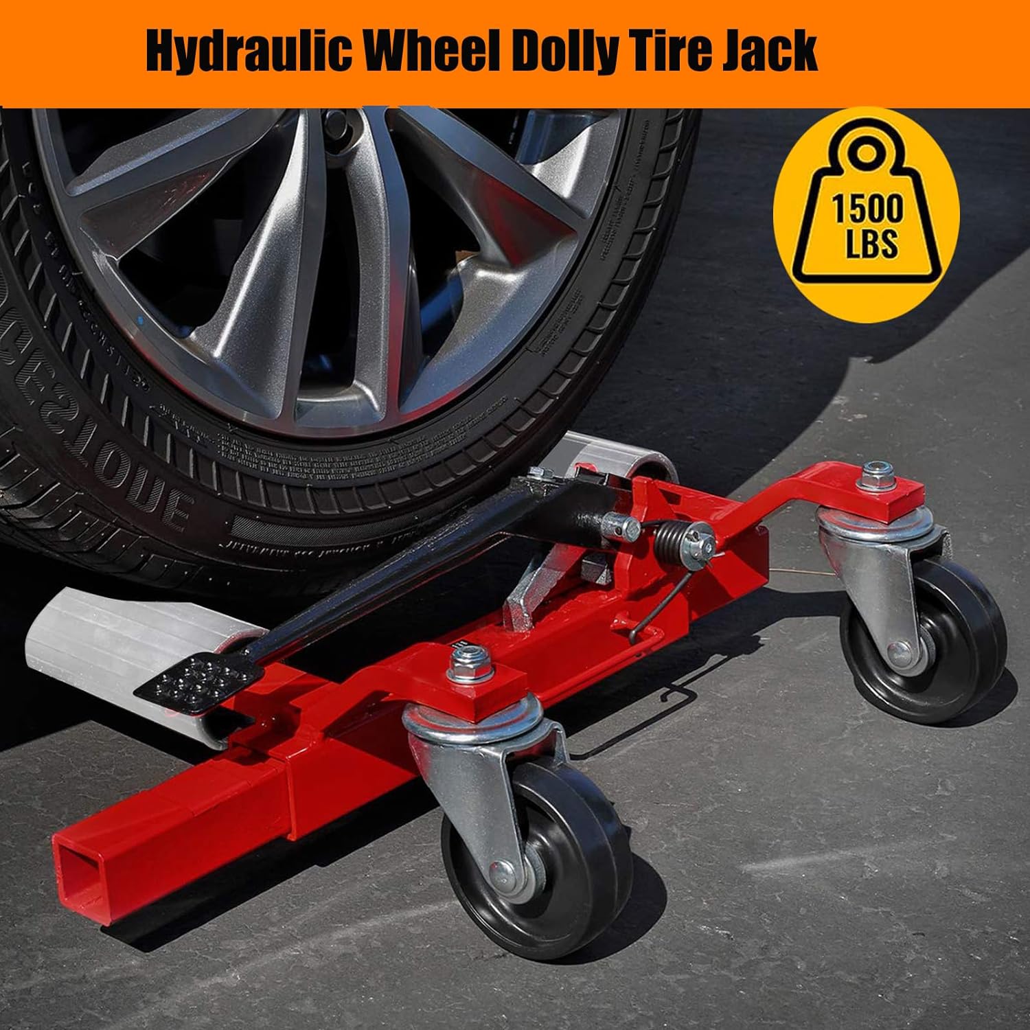 PRO 4-Piece Wheel Dolly, 1500 lbs, Hydraulic Tire Jack