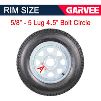 GARVEE Set of 2 Trailer Tires Rims 175-80 5 Lug  6PR White Spoke Wheel Load Range C