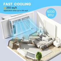 6000btu Window Air Conditioner Units, Fast Cooling 250 Sq.ft. 115V Air Conditioner Window Unit with Remote Controlled, App Controlled, 50db Low Noise,Small Ac Unit for Room Quick Installation