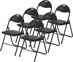 GARVEE Folding Chairs 6 Pack, Outdoor & Indoor Event Portable Metal Folding Chairs with Cushion, Non-Slip Feet Pads Stackable Chairs, Black