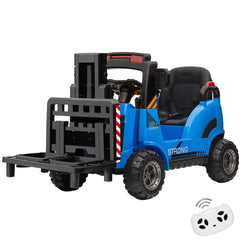 GARVEE 12V Electric Forklift Ride-On: Liftable Fork, Remote, Music, Realistic Design, 66lb Load, for 3-7 Years - Blue