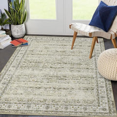 GARVEE 6x9 Area Rug for Living Room Large Oriental Washable Rugs for Bedroom Non-Slip Stain Resistant Dining Room Rug Farmhouse Low-Pile Carpet Soft Vinatge Rug for Office Guest Room,Taupe 6x9