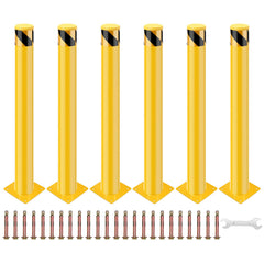 GARVEE Safety Bollard Post, 36 x 4.5 inch Steel Traffic Parking Barrier Bollards, Yellow, 6 Pack