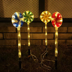 GARVEE Christmas Lollipop Pathway Light, 8 Modes Outdoor Lollipop Lights, Solar Led Candy Cane Pathway Lamp, Outdoor Christmas Decorations Flickering Lamp