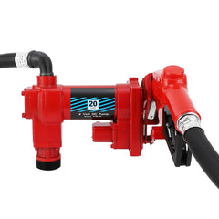 GARVEE Fuel Transfer Pump DC 12V Diesel Transfer Pump with Nozzle Hose Cast Iron Gasoline Transfer Pump, 8GPM, Overheating Stability, Applicable to Gasoline, Diesel, Clear