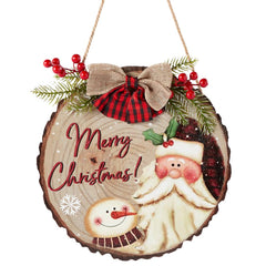 GARVEE Christmas Round Wooden Hanging Sign Pendant Bow Welcome Door Sign For Home Farmhouse Front Door Decor elderly