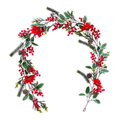 GARVEE 6.5FT Berry Christmas Garland Decoration,Artificial Berry Garland with Pine Cone, Wall-Mounted Garland for Home Indoor Outdoor Christmas New Year Holiday Fireplace Stairs Decor