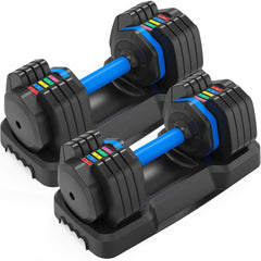 GARVEE Set of 2 Metal Adjustable Dumbbells 55 pound Each, 2-piece Dumbbell Set with Anti-slip Handle