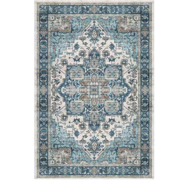 GARVEE Area Rug for Living Room, 8x10 Machine Washable Vintage Rug Carpet for Bedroom Dinning Room, Distressed Area Rug Indoor Non Slip No Pile, Blue Green