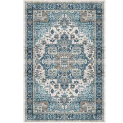 GARVEE Area Rug for Living Room, 8x10 Machine Washable Vintage Rug Carpet for Bedroom Dinning Room, Distressed Area Rug Indoor Non Slip No Pile, Blue Green