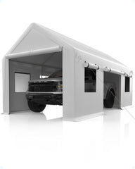 GARVEE Carport 10x20 FT Portable Garage Heavy Duty Carport Canopy - White / 10脳20 FT