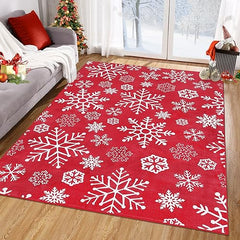 GARVEE Christmas Area Rug 5x7 Feet Christmas Snowflake Pattern Floor Cover Machine Washable Indoor Carpet Rug Decorative Non Slip Accent Rug for Kitchen Bathroom Living Room Bedroom