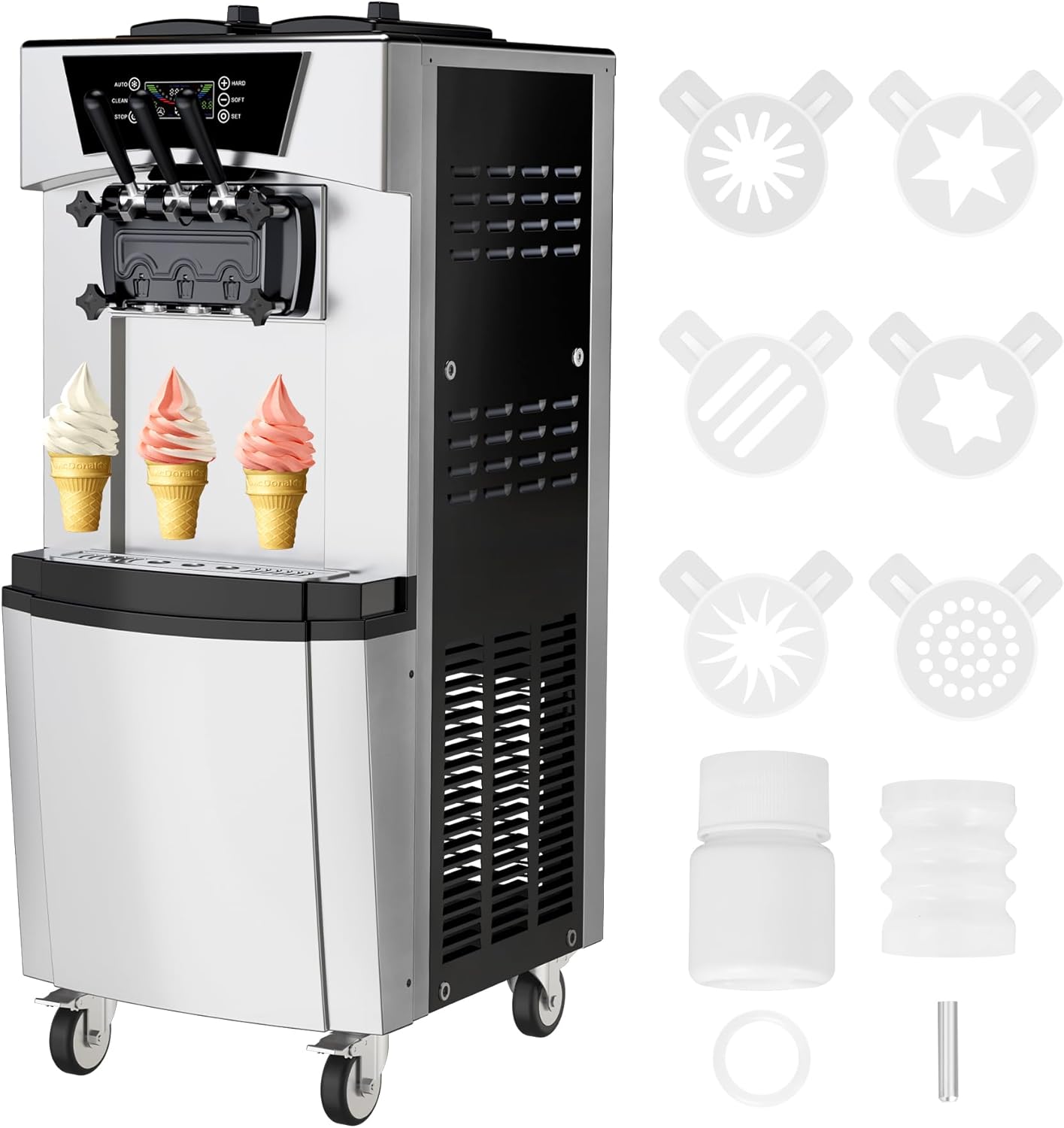 GARVEE Commercial Ice Cream Machine, 5.8 to 8Gal per Hour Soft Serve Ice Cream Maker for home, 3 Flavors Ice Cream Machine Countertop for Snack Bar Restaurants, Auto Clean, LCD Display