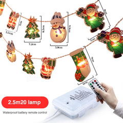 GARVEE Christmas Led String Lights Santa Snowman Xmas Tree Remote Control Fairy Lights Garland for Christmas Decor 2.5m 20 Heads + Remote Control