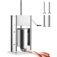 GARVEE Stainless Steel Sausage Maker - Fast/Slow Speed, Easy to Clean, Tabletop Manual, Dual Exhaust Valves, Ideal for Restaurants and Homes，Makes Pepperoni, Salami and More,7L