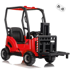 GARVEE 12V Kids Forklift Ride-On: Indoor/Outdoor Fun, Realistic Design, Music, Speed Switch, 66lb Max Load, Remote Control, Ages 3-7 - Red