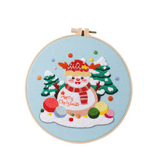 GARVEE Embroidery Starter Kit with Christmas Pattern and Instructions, 2023 Merry Christmas Santa Snowman Hand-Stitched Cross Stitch Set, Embroidery Kits for Beginners Snowman