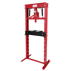 GARVEE Hydraulic Shop Press, 12-Ton Benchtop Hydraulic Shop Press With Press Plates, H-Frame Garage Floor Press, Adjustable Working Table Height, Red