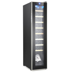 Wine Fridge 177 Bottle, Wine Cooler Refrigerator with 41~64°F Digital Temperature Control, Wine Refrigerator Freestanding for Red White Wine, Champagne, Beer with Blue Interior Light - 18 Bottles with wooden shelves