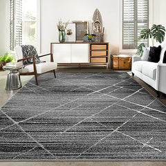 GARVEE Runner Rugs for Hallway 2x6 Kitchen Rugs Non Slip Modern Rug Geometric Floor Cover Soft Hallway Runner Contemporary Low Pile Rugs for Living Room Bedroom Decor Nursery Rug Black