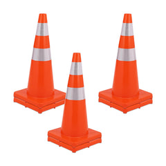 GARVEE Traffic Cones , PVC Safty Cones with reflective tape, Orange Cones for Parking, Construction, Training, Sports, Caution, Road Cones - 28 Inch/6 Pack