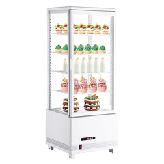 GARVEE Commercial Refrigerator Display, 98L/3.5 Cu. Ft Display Refrigerator Pastry, Countertop/Floor Refrigerator, Double-Layered Glass Display Refrigerator with Wheels, Led Lights, Auto Defrost