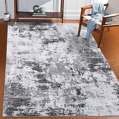 GARVEE Area Rug Living Room 3x5 Modern Abstract Anti-Slip Area Rug Low Pile Distressed Rug Machine Washable Coastal Grey Rugs Floor Mats for Home High Traffic Area - Grey / 4'x6'