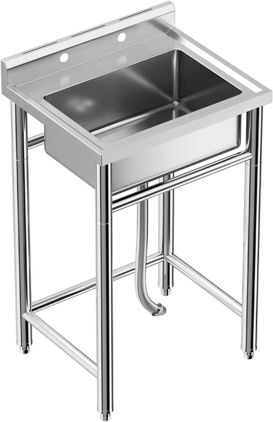 GARVEE Utility Sink,24 * 20 * 41 inch Independent Sink With Pull-Out Faucet,Adjustable Support Feet,Stainless Steel Sink With Hot & Cold Hoses,Stainless Steel Sink Suitable For Kitchen And Restaurant Use