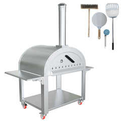 GARVEE Pizza Oven | Outdoor Portable Stainless Steel Charcoal Pizza Oven With Insulation and Dual Table Tops | Includes Pizza Cooking Accessories | Perfect for Backyard and Camping(44x32x80IN)