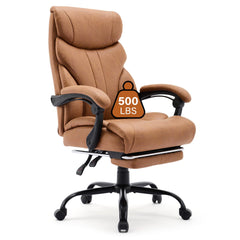 GARVEE Big and Tall Office Chair 500lbs, Wide Seat Home Office Chair, Ergonomic Executive Office Chair, High Back Computer Desk Chairs, Rolling Swivel Pc Chair with High Back & Footrest, Brown