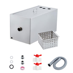 GARVEE Commercial Grease Trap, 25 lbs Stainless Steel Interceptor with Top Inlet, 13 GPM Grease Interceptor Trap for Restaurant Canteen Factory Home Kitchen