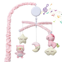 GARVEE Baby Crib Mobile, Nursery Mobile for Crib with Music Motor Spinner, Musical Crib Toys for Infants 0-6 Months Girls and Boys, Crib Mount Mobiles with 36 lullabies, Pink