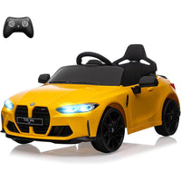 GARVEE 12V Electric Ride On Car w/RC,Licensed by BMW M4 Toddler Electric Vehicle for 37-83 Months,Power Wheels for Boys Girls, with Suspension System,3 Speeds, Bluetooth, MP3, Double Door, LED Light - Yellow