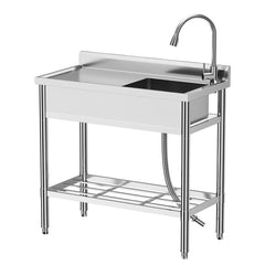 GARVEE Stainless Steel Freestanding Sink,Faucet,Worktop for Restaurant - 47*20*37inch