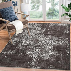 GARVEE Machine Washable Rug 5x7 Vintage Distressed Area Rug Boho Accent Rug with Non Slip Backing Indoor Large Throw Floor Cover Paisley Rug Carpet Modern Rug for Living Room Bedroom, Brown