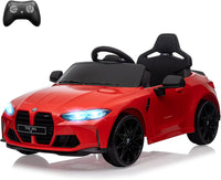 GARVEE 12V Electric Ride On Car for 37-83 Months, w/RC,Licensed by BMW M4,Power Wheels for Boys Girls, with Suspension System,3 Speeds, Bluetooth, MP3, Double Door, LED Light - Red