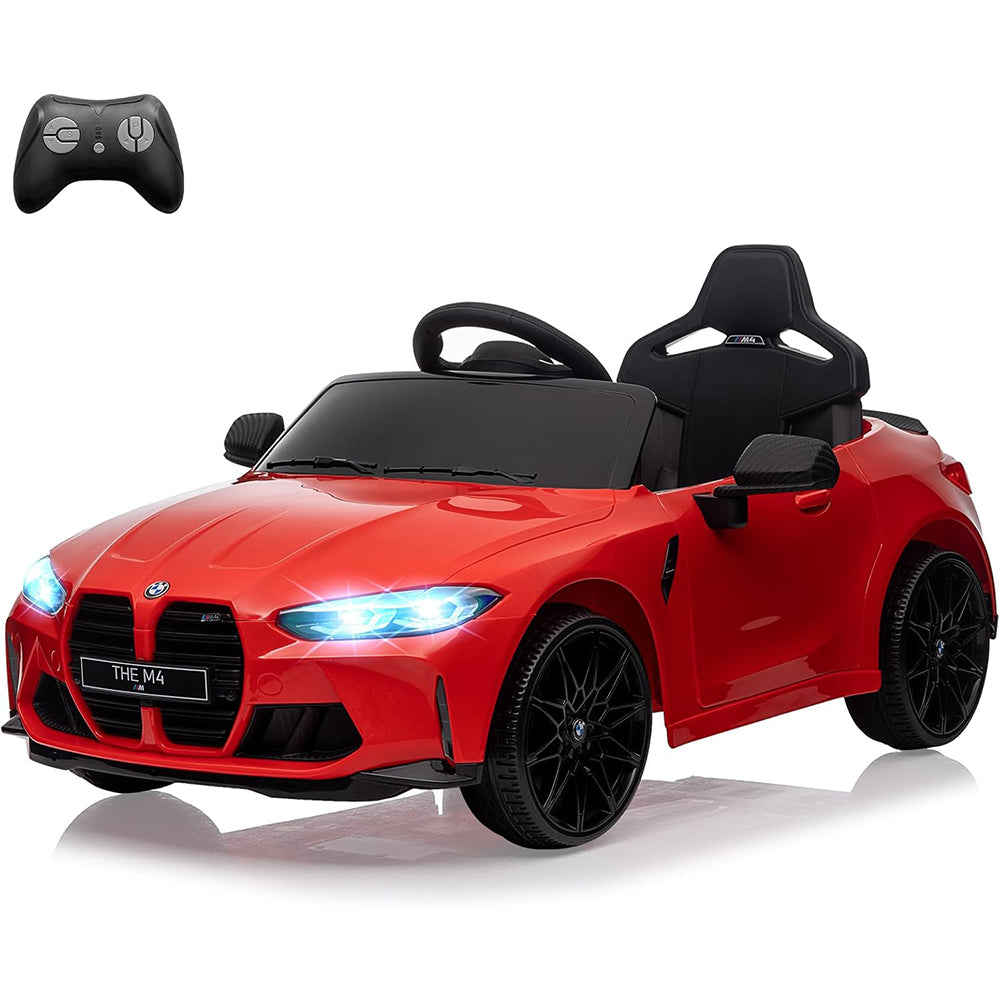 GARVEE 12V Electric Ride On Car w/RC,Licensed by BMW M4 Toddler Electric Vehicle for 37-83 Months,Power Wheels for Boys Girls, with Suspension System,3 Speeds, Bluetooth, MP3, Double Door, LED Light - Red