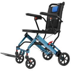 GARVEE Portable Folding Wheelchair, Travel Wheelchair with Handbrake, Ultra-Light Wheelchair for The Elderly and Children