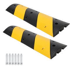 GARVEE 6 Ft Rubber Speed Bump, 2 Channel Modular Heavy Duty Speed Bumps Humps 25000 lbs Load Capacity, Cable Protector Ramp with 2 End Caps for Asphalt Concrete Gravel Driveway Road - 3ft 2pcs