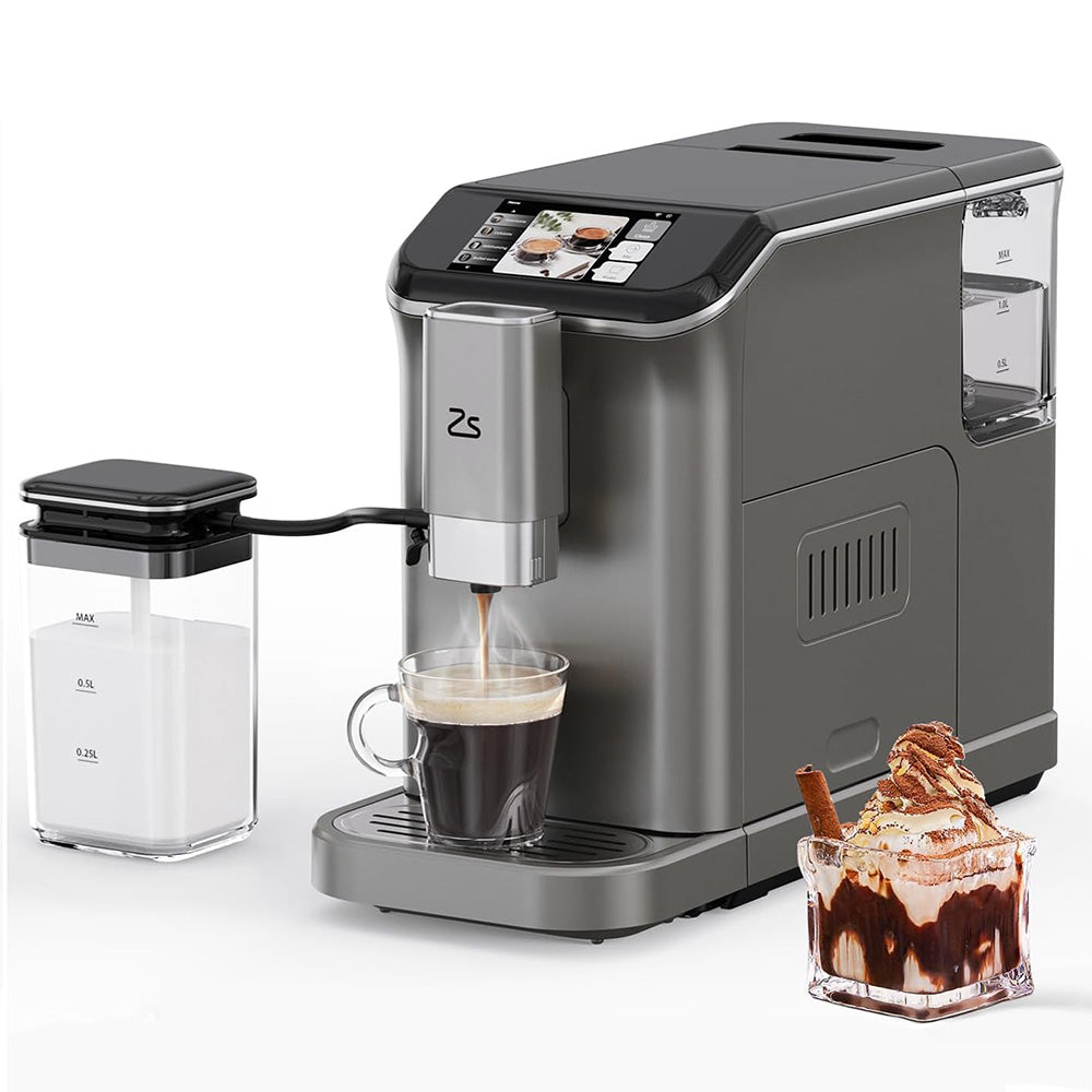 GARVEE 20 - Bar Fully Automatic Espresso Machine - Touch Screen, Built - in Frother, Milk Container (Grey)