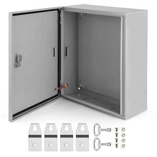 GARVEE Junction Box, Steel Electrical Box 20x16x8", NEMA 4X Electrical Enclosure Box IP66 Waterproof & Dustproof, Universal Electrical Project Box with Lock & Mounting Plate