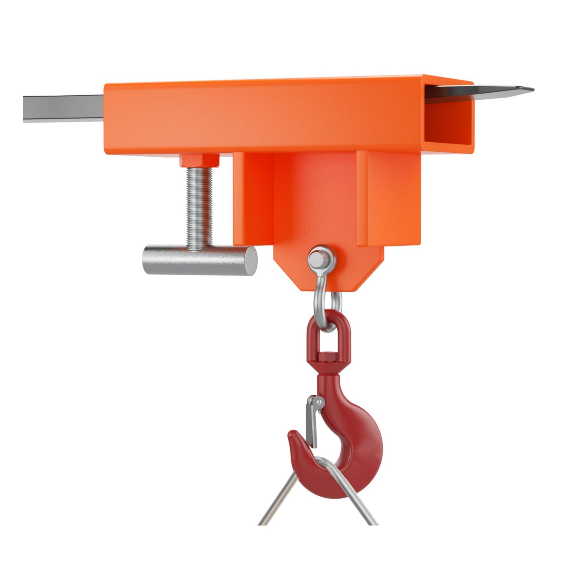 GARVEE Forklift Lifting Hook Attachment, 2200 Lbs Capacity Single Mobile Forklift Crane,Forklift Lifting Hoist with Swivel Hook and Large T-Screw, Orange