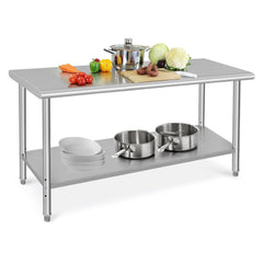 GARVEE Stainless Steel Prep Table 60 x 24 Inch, NSF Heavy Duty Commercial Kitchen Table with Under Shelf, Outdoor Cooking Table, Dining Room Garage Laundry Room Kitchen