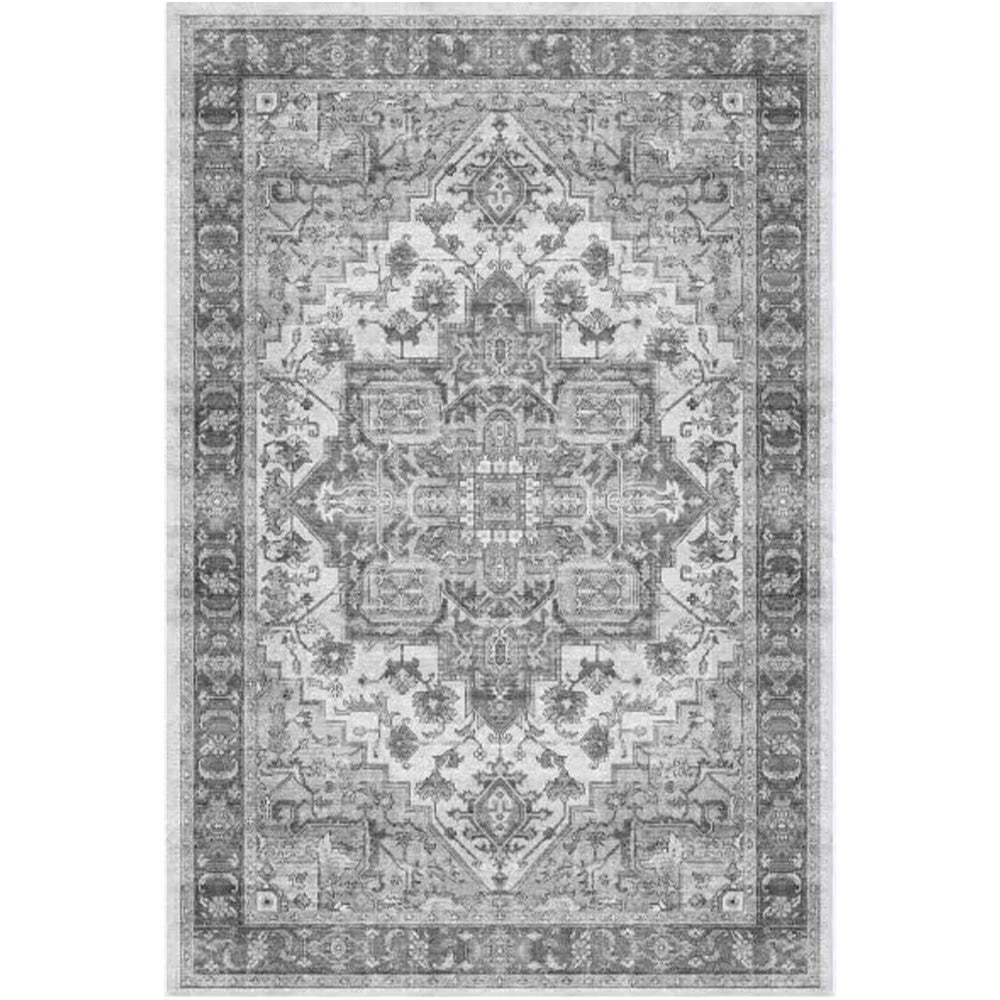 GARVEE Area Rug for Living Room, 8x10 Machine Washable Vintage Rug Carpet for Bedroom Dinning Room, Distressed Area Rug Indoor Non Slip No Pile, Grey