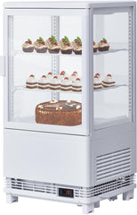 Garvee Commercial Refrigerator, 3.5 Cu. FT Glass Refrigerator Display Case Countertop with Adjustable Shelves, Interior LED Lighting, Display Fridge for Pastry Cake Restaurant, Auto Defrost, White