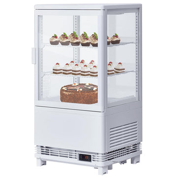 GARVEE Commercial Refrigerator, 3.5 Cu. FT Glass Refrigerator Display Case Countertop with Adjustable Shelves, Interior LED Lighting, Display Fridge for Pastry Cake Restaurant, Auto Defrost, White