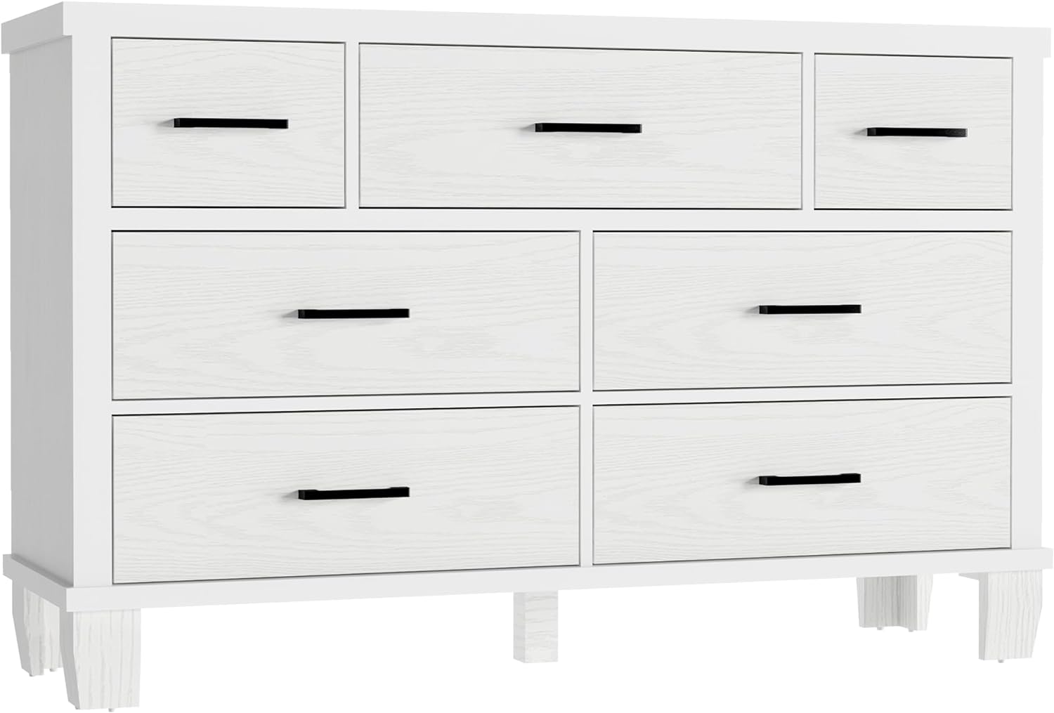 GARVEE 7-Drawer White Dresser with Metal Handles + Large Storage Capacity + Wood Construction + Anti-Tip Safety + Modern Design for Bedroom, Closet, Living Room, White