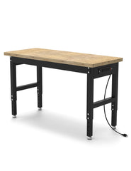 GARVEE Height Adjustable Workbench, 48X24 Inch,2200 Lbs Weight Capacity with Power Socket,Cable for Garages, Workshops, Homes & Offices - Metal Wheel