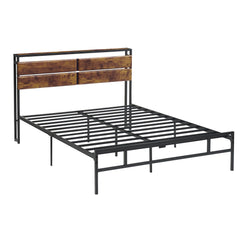 GARVEE Metal Full Size Platform Bed Frame + Storage Bedside + Rustic Vintage Wood Headboard + Strong Metal Slats Support + No Box Spring Needed + 12.6 Inches Mattress Foundation + Bedroom